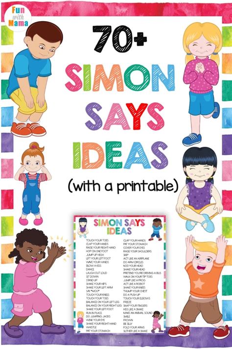 70+ Simon Says Ideas For Kids + Printable + Printable - Fun with Mama