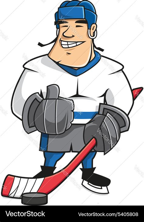 Cartoon ice hockey player character Royalty Free Vector