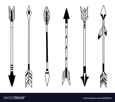 Hand drawn feather arrow tribal feathers Vector Image