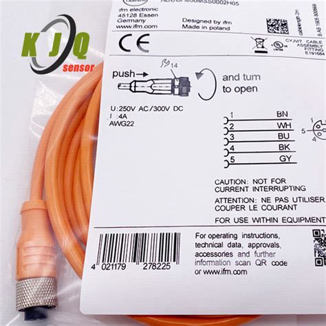 IFM sensor Connecting cables M12 wiring EVC070 EVC071 EVC072 plug cable ...