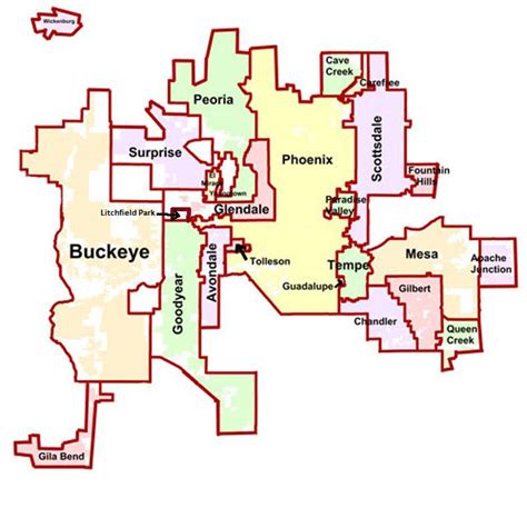 Map of Phoenix and Nearby Cities in Maricopa County