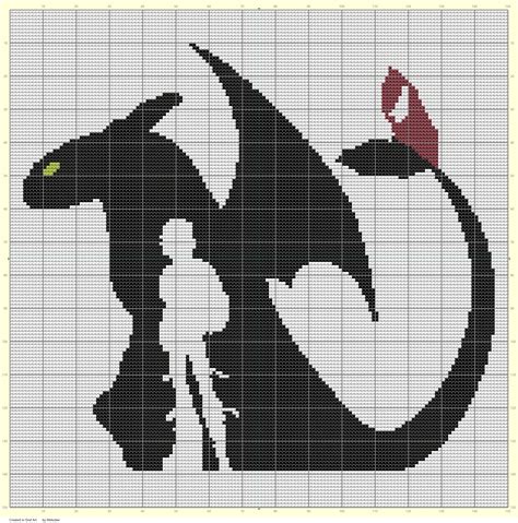 Cross Stitch How to Train Your Dragon Toothless and Hiccup Silhouette | Cross stitch silhouette ...