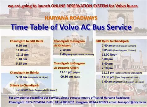 Bus Timings and Bus Schedule : Haryana Roadways Online Volvo AC Deluxe Bookings