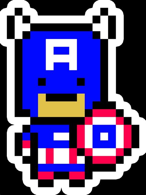 Captain America Sticker Pixel Art | Etsy