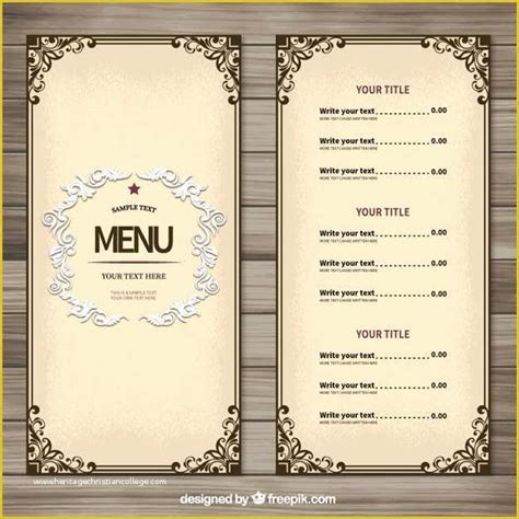 Free Printable Restaurant Menu Templates Of Menu Vectors S and Psd Files | Heritagechristiancollege