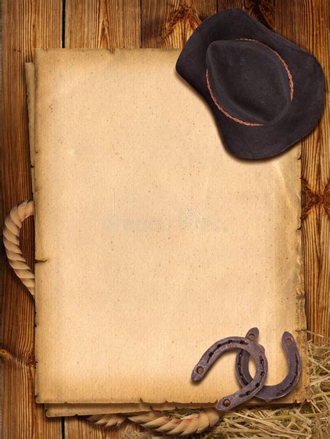 Western Background With Cowboy Hat And Horseshoe. Royalty Free Stock ...