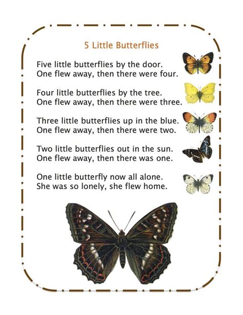 5 Little Butterflies Song: Create Butterfly manipulatives to use while ...