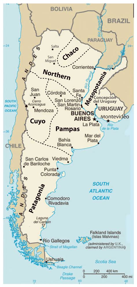 Detailed regions map of Argentina | Argentina | South America | Mapsland | Maps of the World