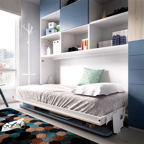 Single Horizontal Wall Bed with Desk & Overhead Storage | BBT Furniture – Space Saving Furniture