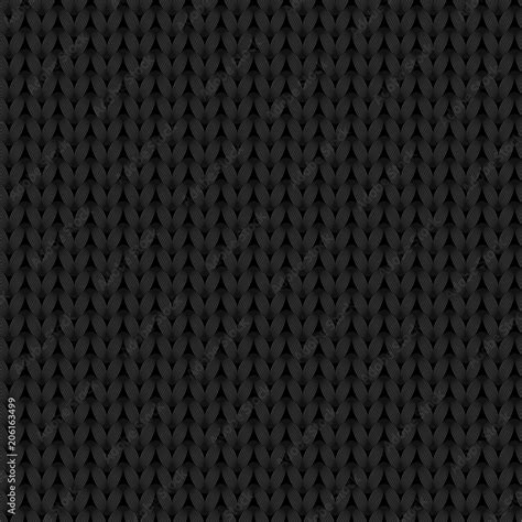 Black knitted fabric texture seamless pattern, vector Stock Vector | Adobe Stock