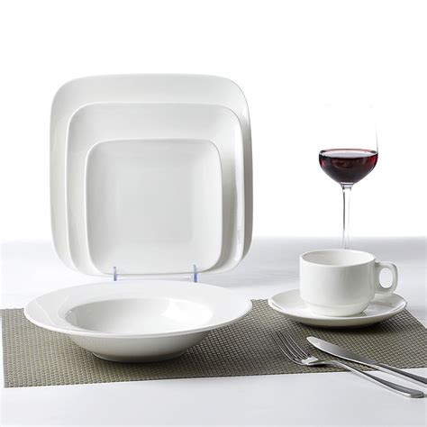 Best Seller Hotel White Square Porcelain Dinner Sets, Restaurant ...