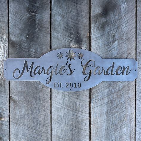 Personalized Metal Garden Sign - Gardening Wall Art - Name Established