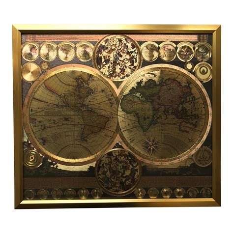 Framed Gold Foil World Map Print | Chairish