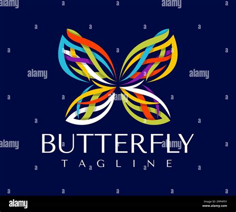 Modern colorful curve line butterfly logo design. Aesthetic butterfly ...