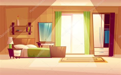 Vector cartoon illustration of a bedroom interior — Stock Vector © vectorpocket #184083338