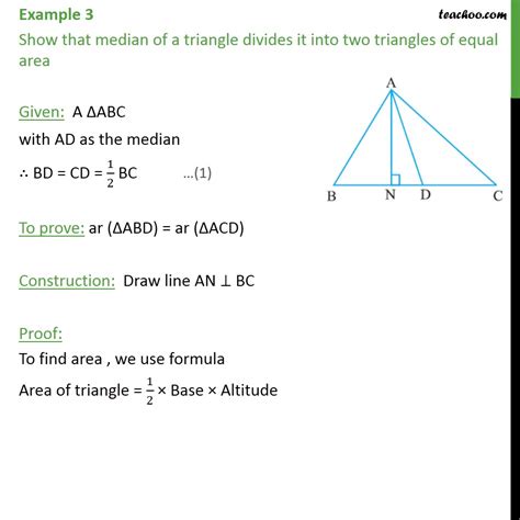 Example 3 - Show that median of a triangle divides it - Examples