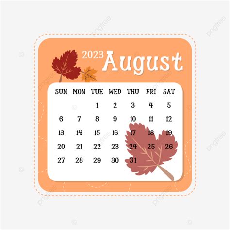 2023 New Year August Cartoon Calendar, 2023, August, Calendar PNG and ...