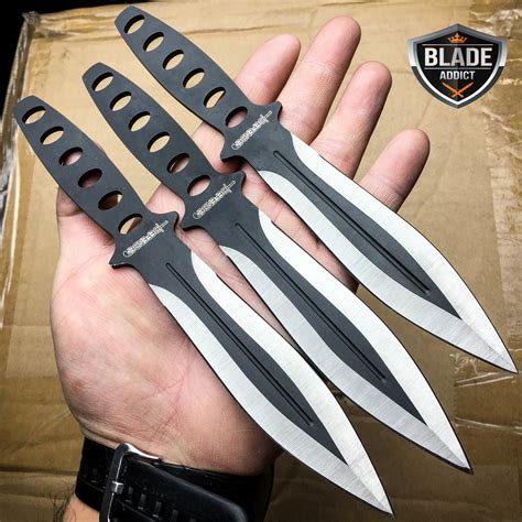 3 Pc 8" Ninja Tactical Combat Naruto Kunai Throwing Knife Set w/ Sheath Hunting - MEGAKNIFE