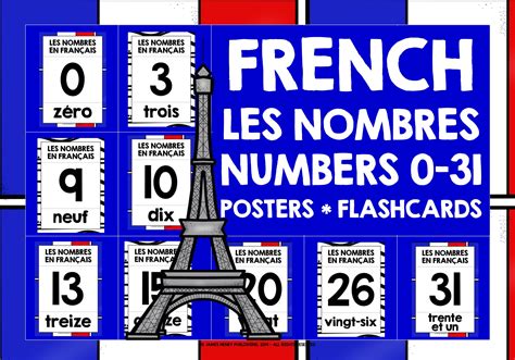 FRENCH NUMBERS 0-31 POSTERS FLASHCARDS | Teaching Resources