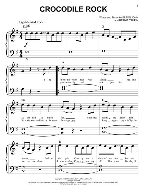 Crocodile Rock sheet music by Elton John (Piano (Big Notes) – 158796)