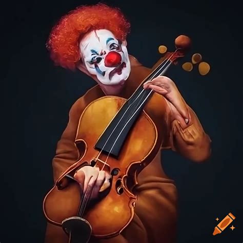 Photorealistic emmet kelly clown playing tiny violin on Craiyon