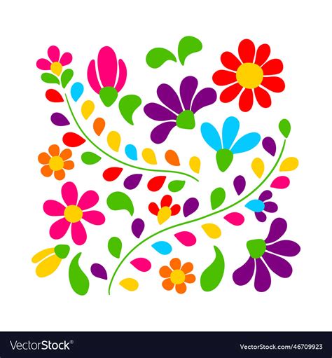 Mexican floral embroidery traditional ornament Vector Image