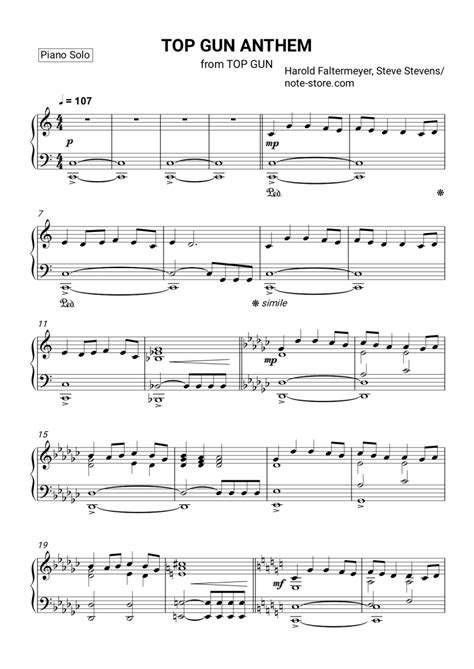 Harold Faltermeyer - Top Gun Anthem sheet music for piano download ...