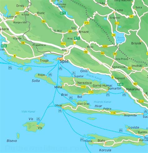 Map of surroundings of Split - Ontheworldmap.com