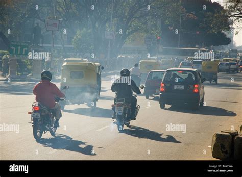 Air pollution in Bangalore India from vehicle exhaust fumes Stock Photo ...