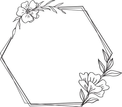 Minimalist floral frame with hand drawn leaf and shape simple floral border 21113338 PNG