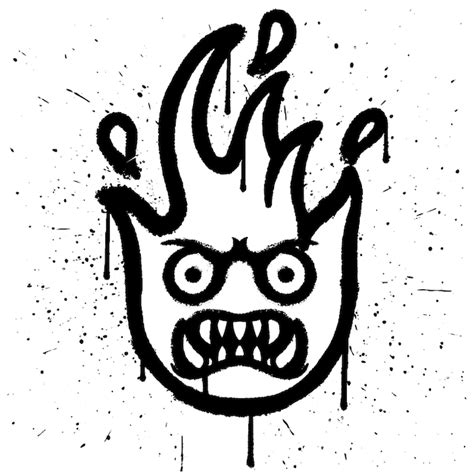 Premium Vector | Graffiti spray paint fire character emoticon isolated vector
