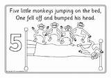 5 Little Monkeys Coloring Page Black And White Pages sketch template