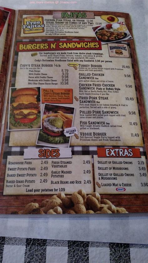 Online Menu of Codys Original Roadhouse Restaurant, Crystal River, Florida, 34429 - Zmenu