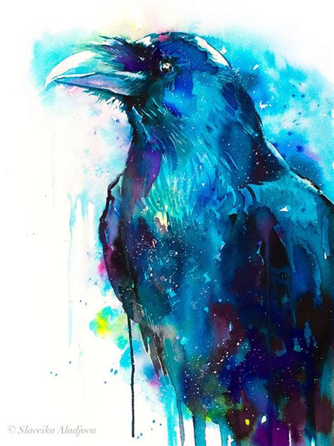 Raven Watercolor Painting Print by Slaveika Aladjova Art - Etsy