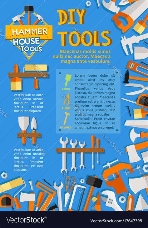 Diy work tools poster for home repair Royalty Free Vector