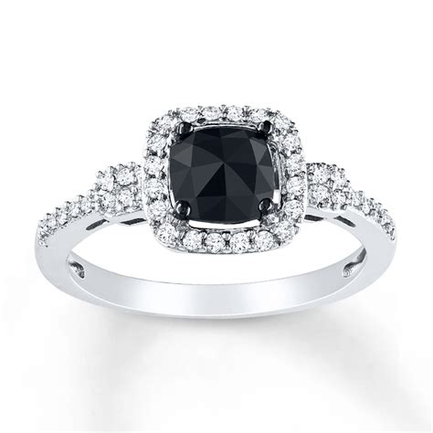 White Gold Black Diamond Ring | White Gold