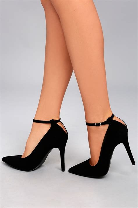 Sexy Black Pumps - Vegan Heels - Ankle Strap Heels