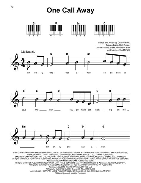 One Call Away By Charlie Puth Easy Piano Digital Sheet Music Nuotit ...