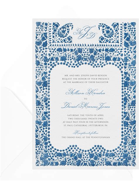 Antique Border Invitations in Blue | Greenvelope.com