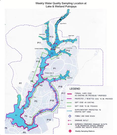 Putrajaya Lake map. Map of Putrajaya Lake (Malaysia) and the sampling ...