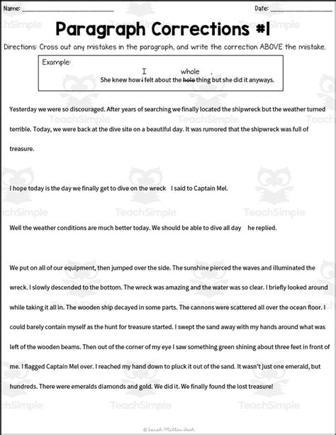 Paragraph Correction Worksheets by Teach Simple