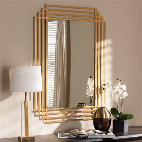 Shop Art Deco Antique Gold Rectangular Wall Mirror by Baxton Studio ...