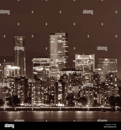 Vancouver city skyline at night Stock Photo - Alamy