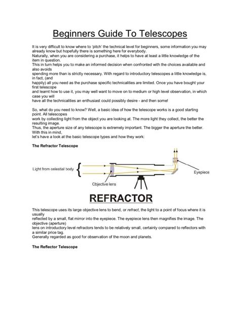 Beginners Guide To Telescopes | PDF | Telescope | Optical Devices