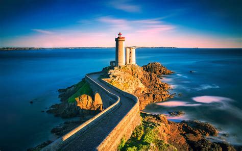 Phare Du Petit Minou Lighthouse In The Roadstead Of Brest Stands In ...