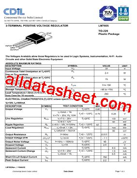 LM7805 Datasheet(PDF) - Continental Device India Limited