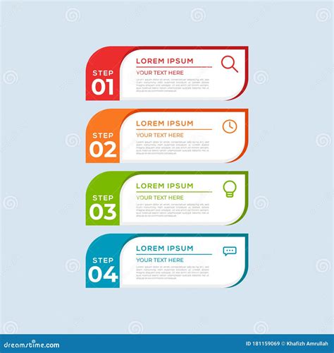 Modern Vector Colorful 4 Step Infographic Template with Numbers and ...