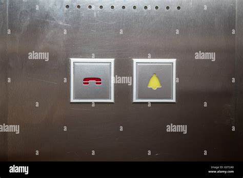 call and alarm button for emergency in elevator Stock Photo - Alamy