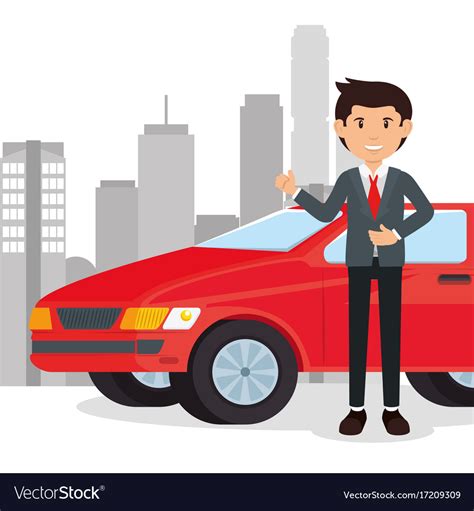 Car salesman cartoon Royalty Free Vector Image