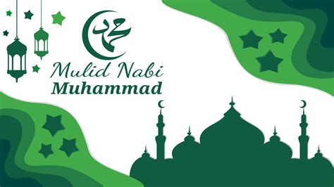 maulid nabi muhammad islamic background green vektor 11365332 Vector ...